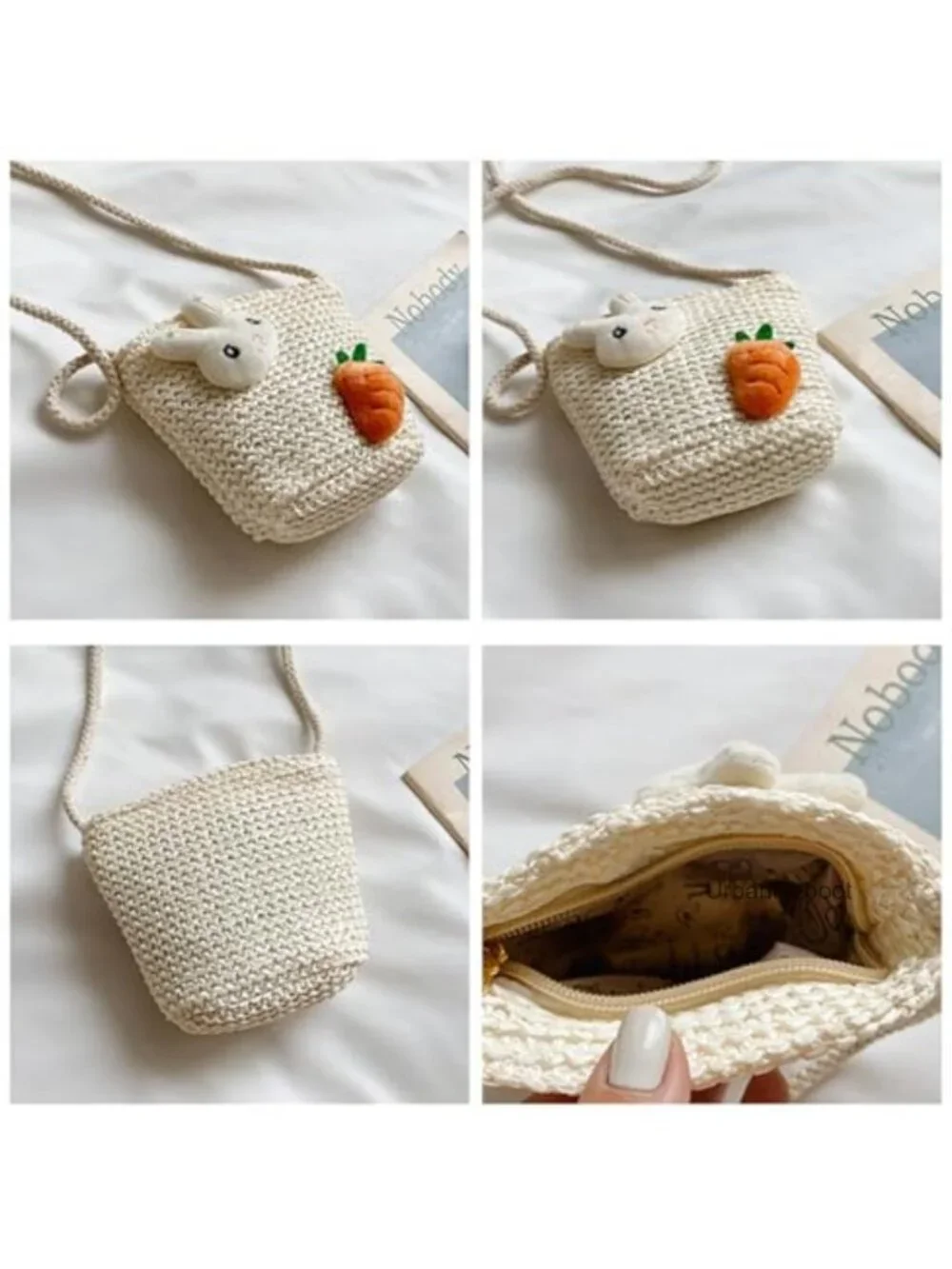 Crochet Crossbody Purse Cute Straw Beach Shoulder Bag Small Wallet Pouch